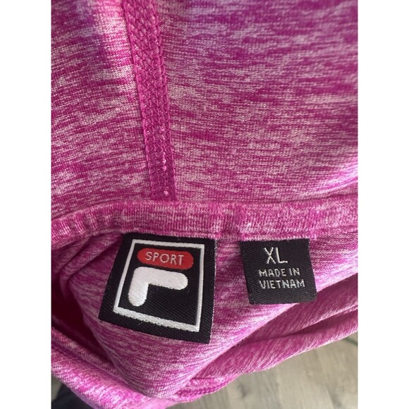 Women's Pink Fila XL Long Sleeve Workout Top With Hood Reflective Running - Picture 3 of 6